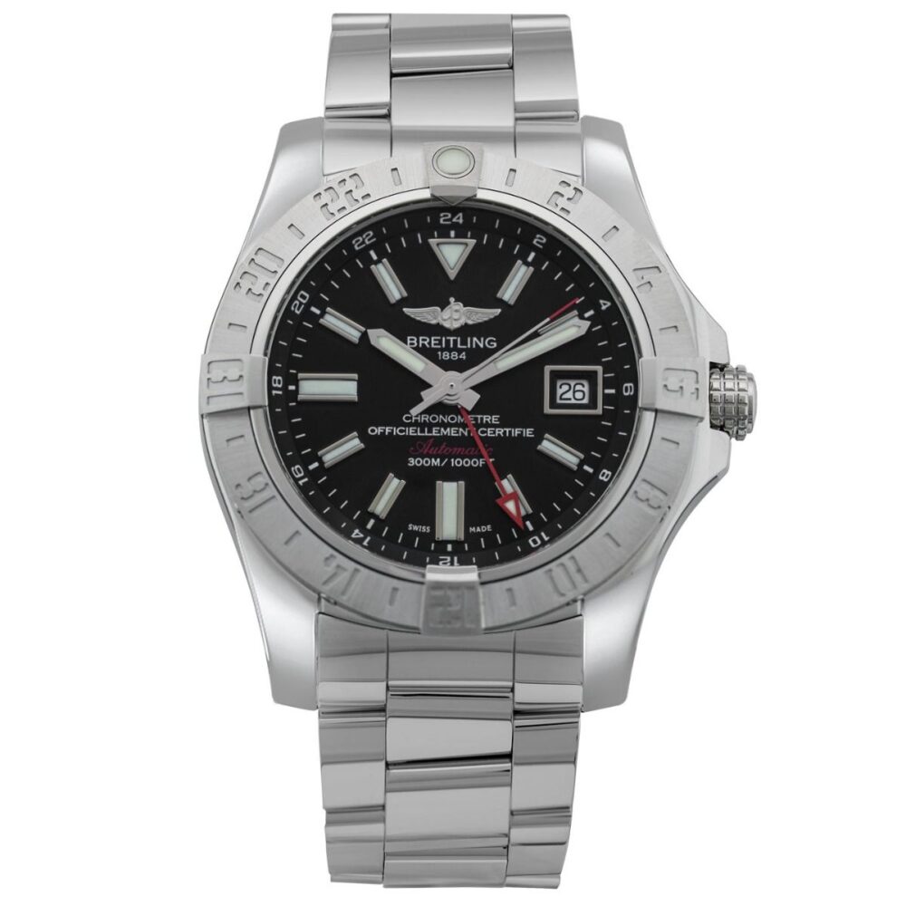 Breitling Avenger II GMT Black Stick Dial Steel Men's Watch A3239011/BC35-170A