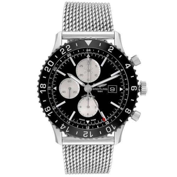 Breitling Chronoliner Black Dial Steel Mens Watch Y24310 Box Card Y2431012.BE10