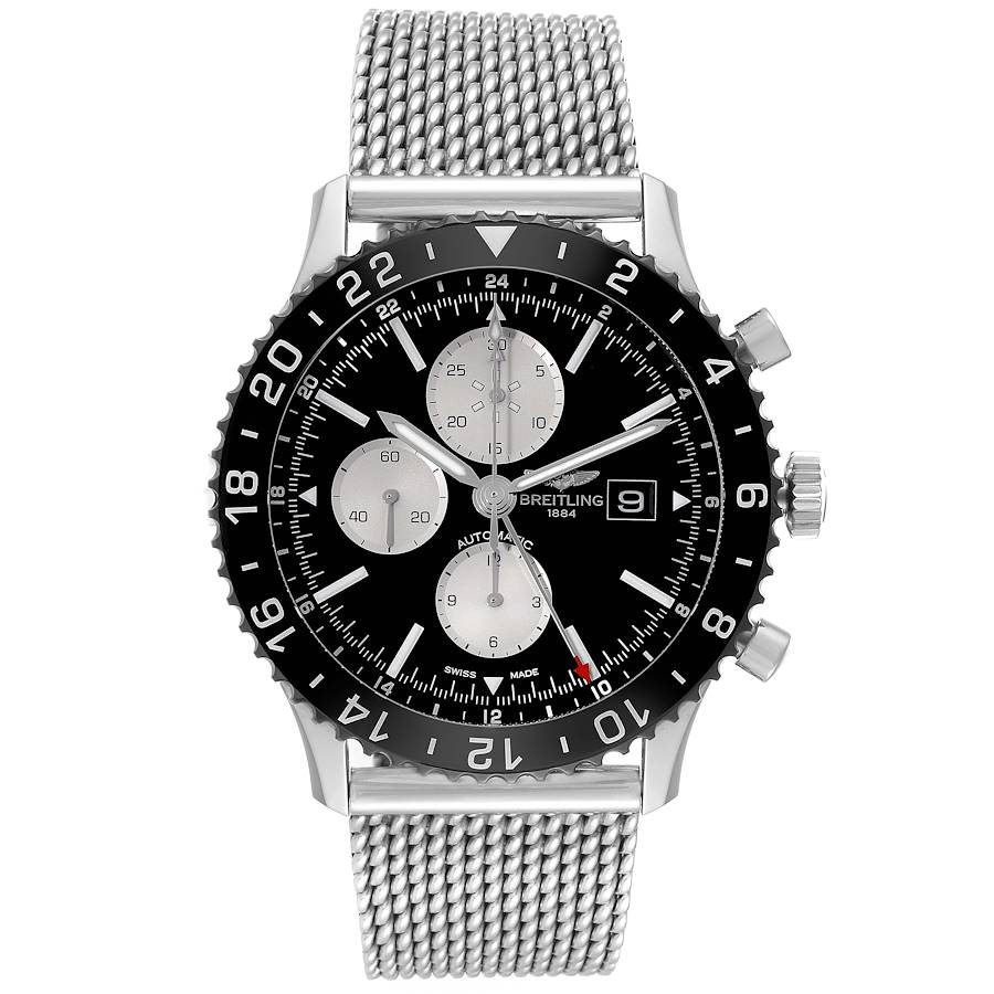 Breitling Chronoliner Black Dial Steel Mens Watch Y24310 Box Card Y2431012.BE10