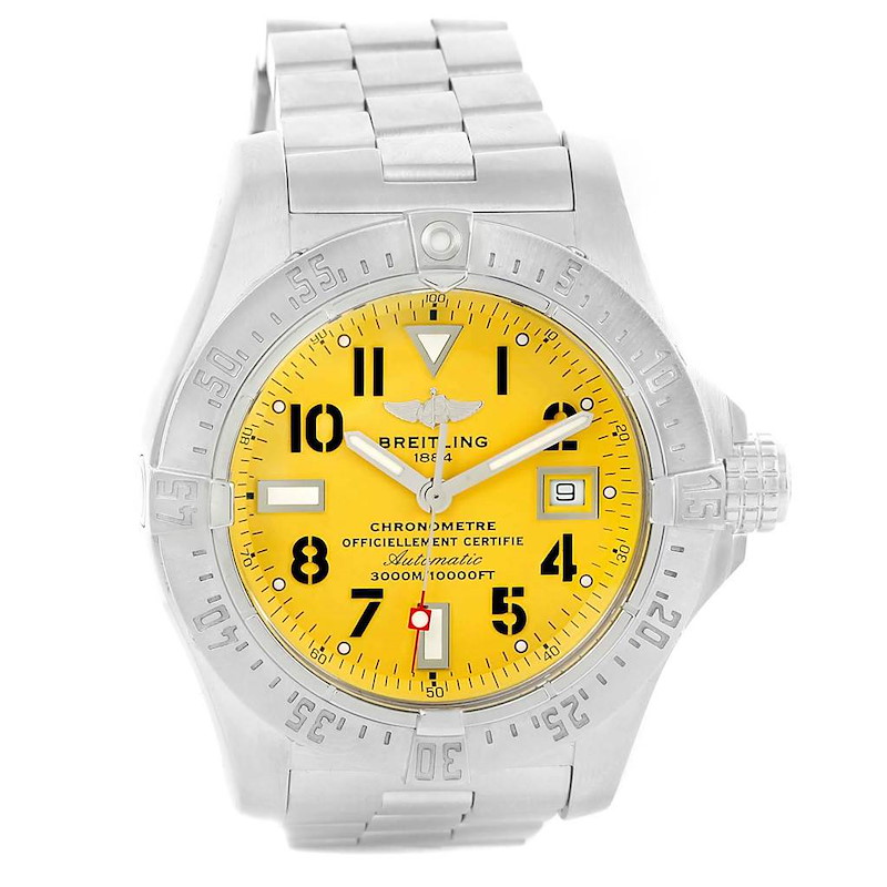 Breitling Avenger Seawolf Yellow Dial Steel Mens Watch A17330